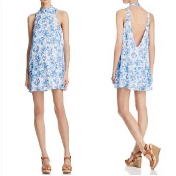 Show me your mumu v-right back sleeveless floral halter mini dress - Picture 2 of 9